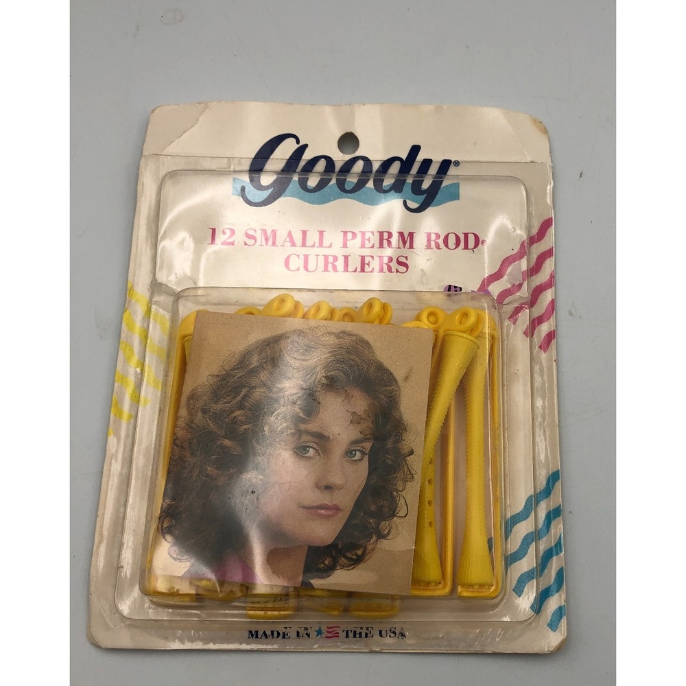 1989 Lot Of 12 Vtg Goody Perm Rod Curlers Yellow 12ct Smal USA  Rods